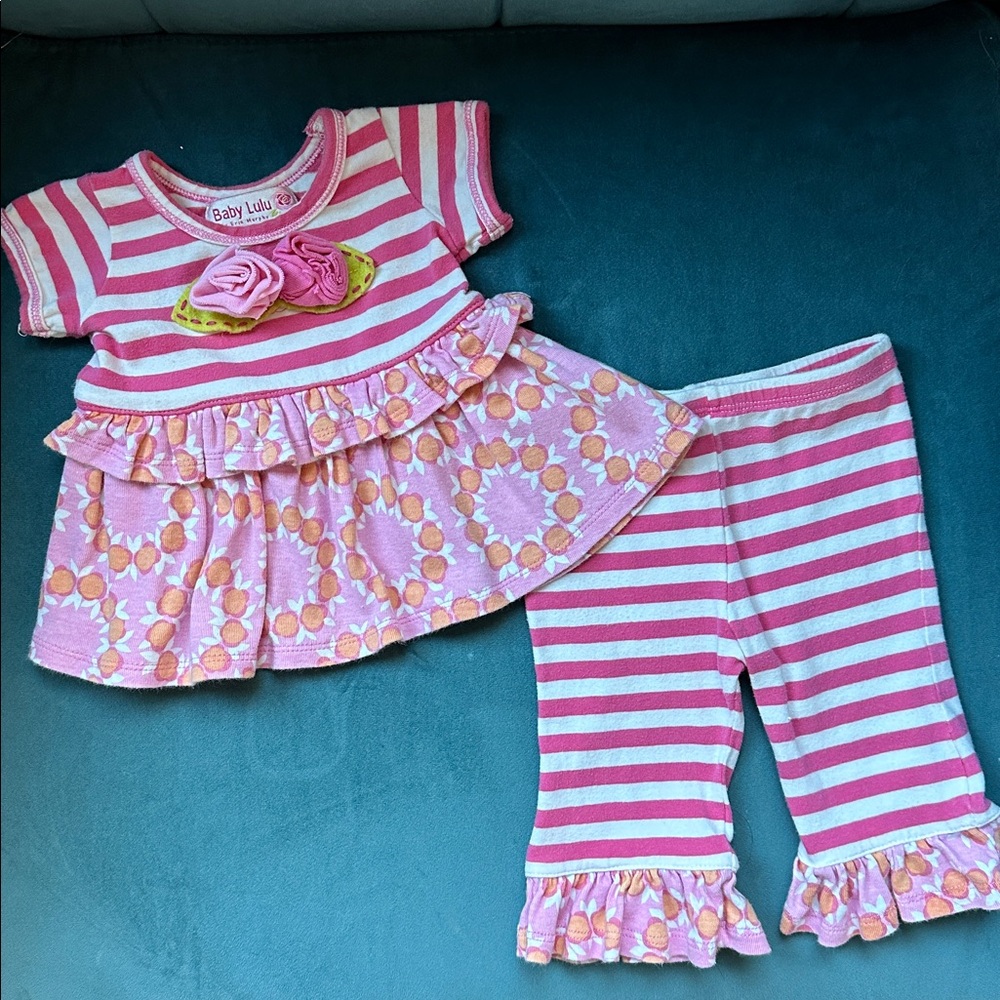 Baby LuLu Pink Striped Matching Set